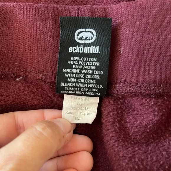 Youth unisex sized Ecko Unltd Est 1972 maroon logo joggers size 8 - Picture 5 of 5